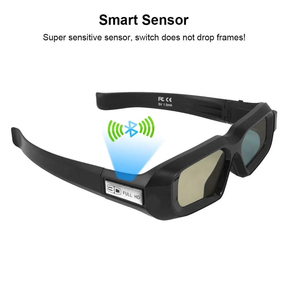Активный затвор 3D очки Bluetooth USB Перезаряжаемый для 3LCD Проектор Epson samsung Panasonic Sharp sony