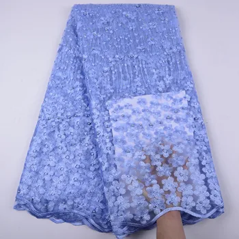 

2019 High Quality African Tulle Lace Fabric With Stone Embroidery Beads Lace Fabric For Dresses Materials A1427