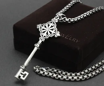 

Men's Silver 316L Stainless Steel Unique Huge Key Pendant Necklace Biker Jewelry VG234