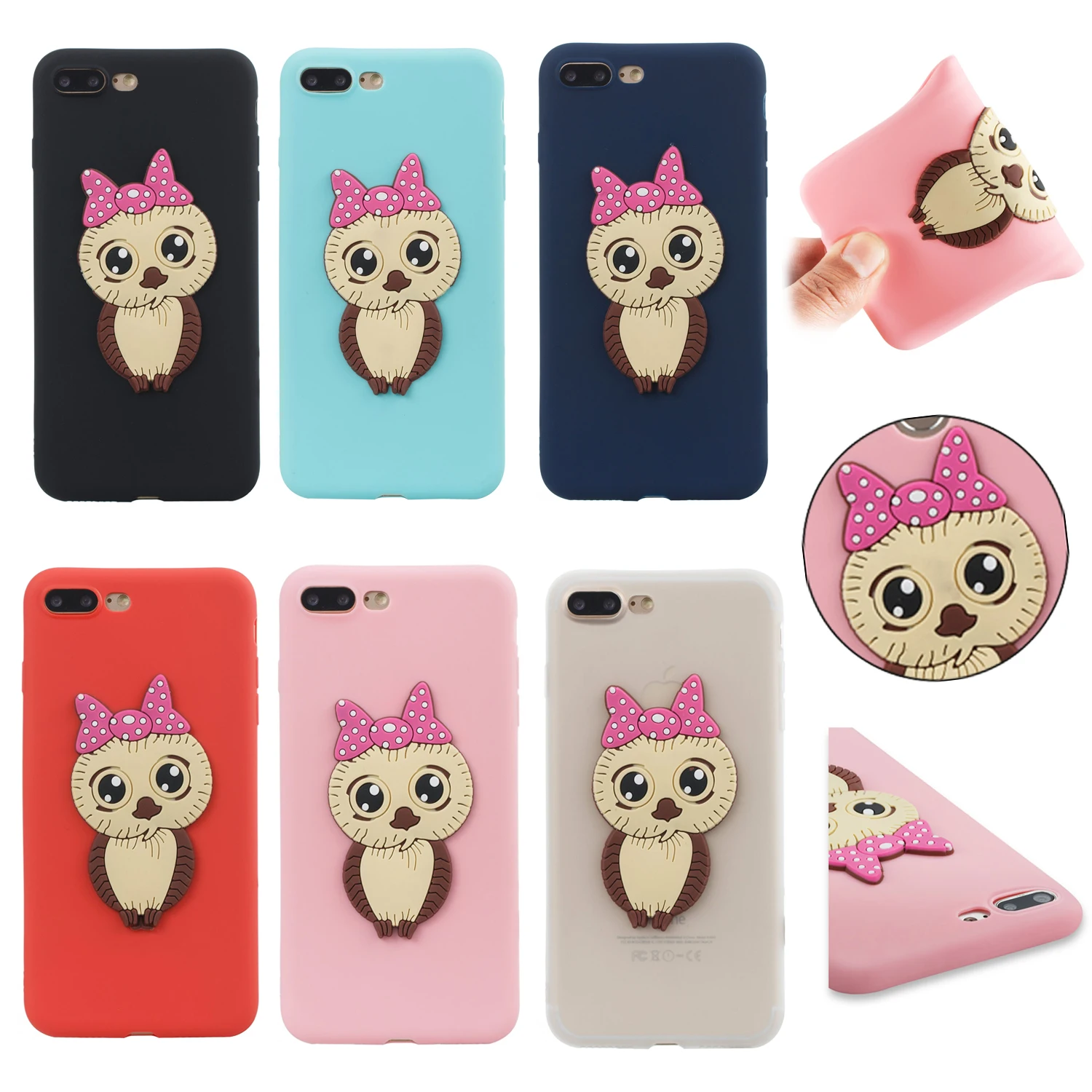 Красочный Милый мультяшный женский Рисунок совы для iPhone 6 6S 7 8 Plus X Мягкая