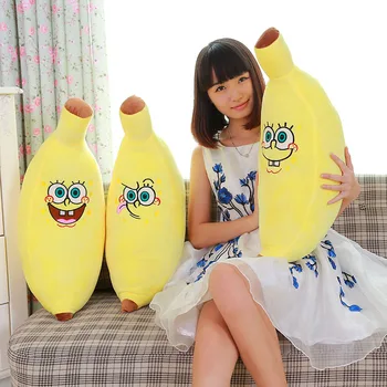 

New plush toys banana fluffy pillow simulation skinned banana pillow gifts