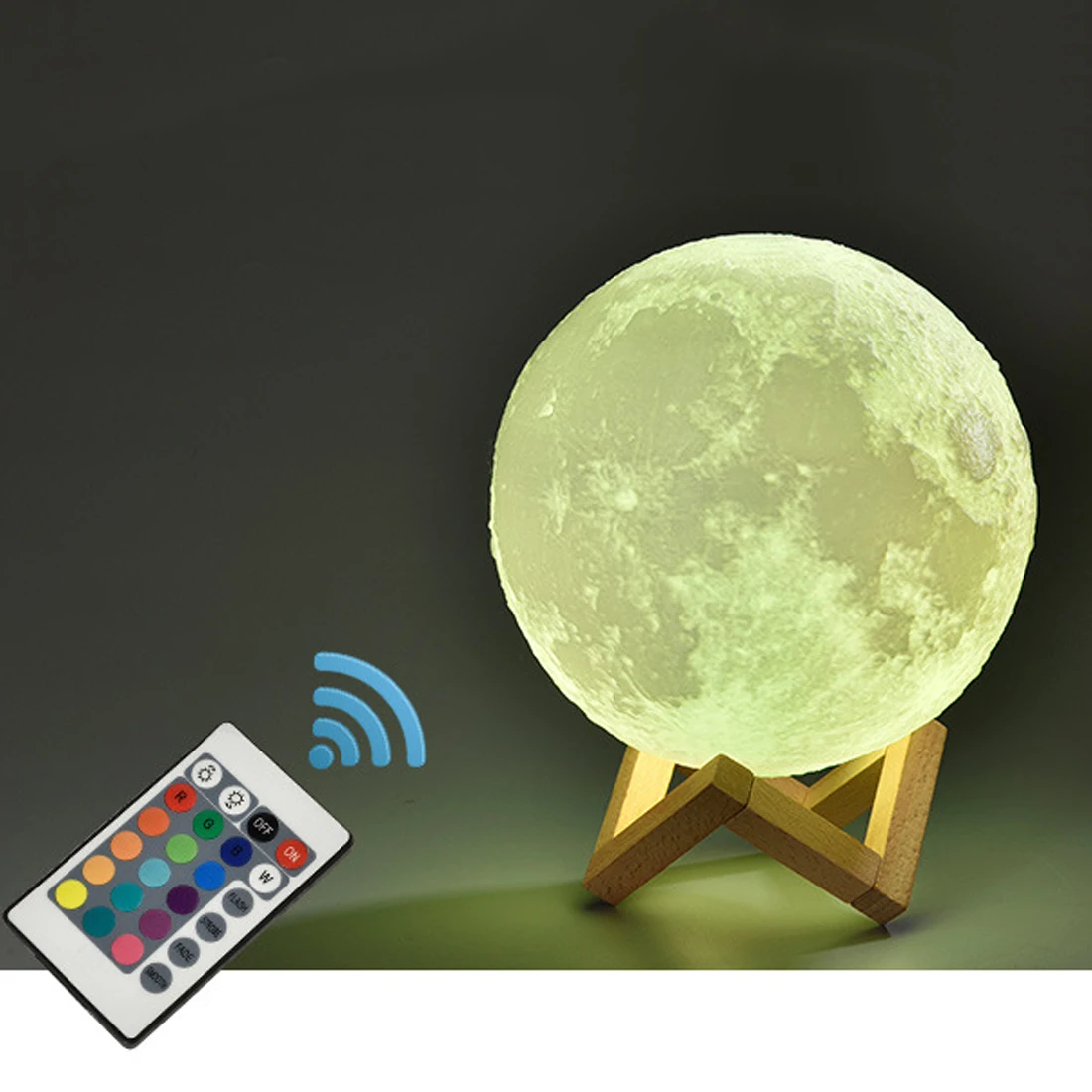 

2 Color Change 3D Print Lamp Creative Rechargeable Moon Lamp Moon Bedroom Bookcase Night Light 3D Light Touch Switch