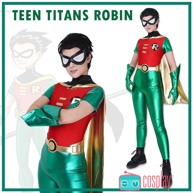 

Teen Titans Richard Grayson Robin Cosplay Costume Outfit Superhero Halloween Costume Jumpsuit Character Suit