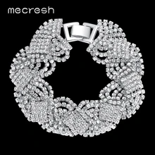 Mecresh браслеты с кристаллами для женщин серебро/золото-Цвет Twist Pulseras Модные Свадебные обручальные ювелирные изделия SL076