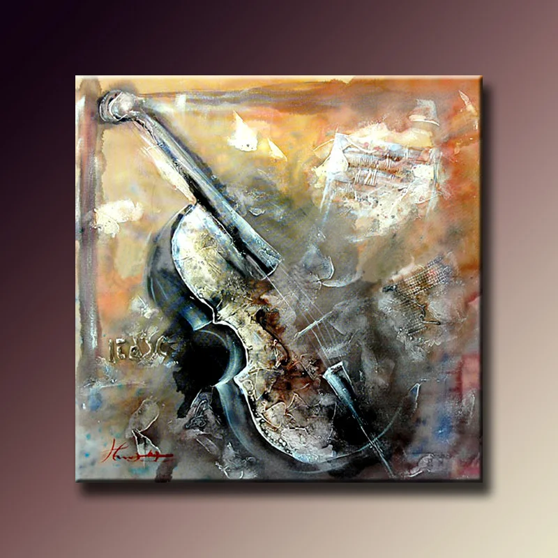 Handmade Modern Abstract Musical Oil Paintings Violin Home Decor Wall Paintings Unique Canvas ...