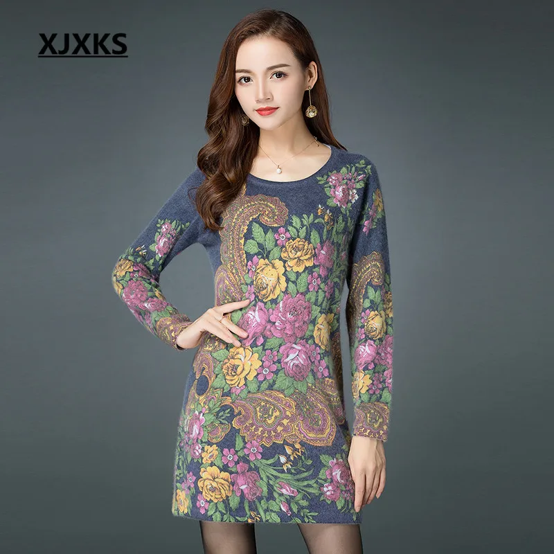 Impression Cachemire Femmes Grande Long Robe Diamant Hiver Rose Xjxks Taille En Lâche 2018 Mode Automne marine Pull Nouvelle Bleu À RE4p8qX