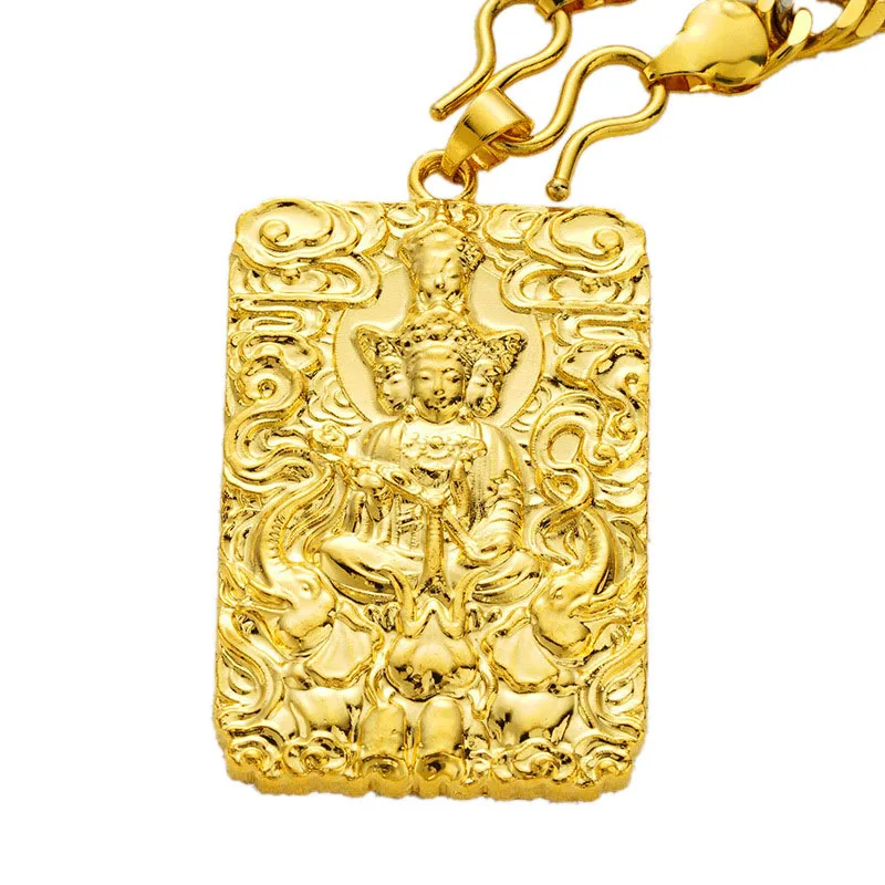 24K золото Йога Сакьямуни буддизм амулет кулон ожерелье тибетский духовный Тибетский буддист символ религиозные украшения без цепи - Окраска металла: DZ523-H