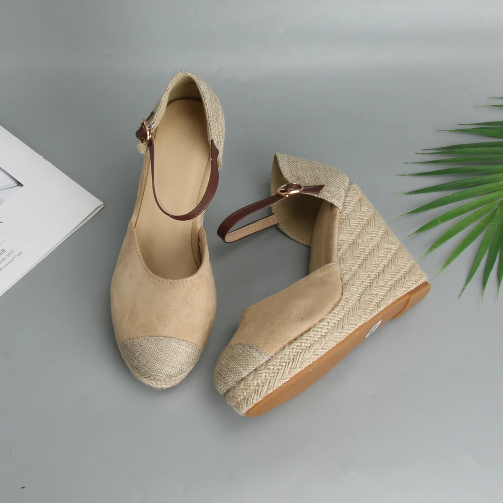 Meotina/Espadrille/женские сандалии на платформе туфли танкетке высоком каблуке с