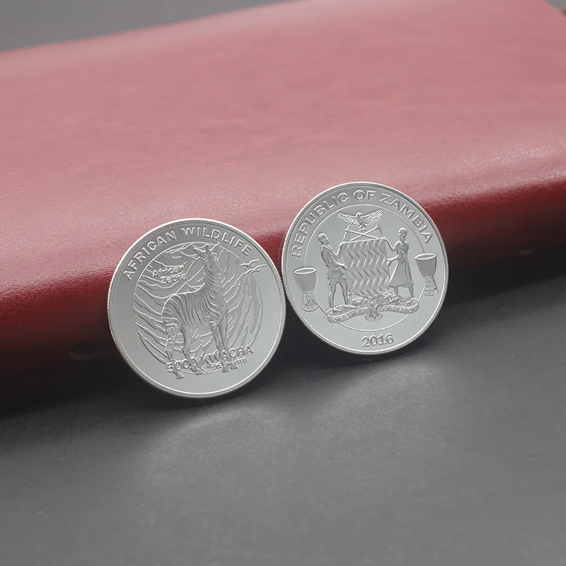 1 унция 999 серебро Замбия 5000 квача памятная монета африканская дикая природа буйвола коллекционные монеты Республика Замбия монеты