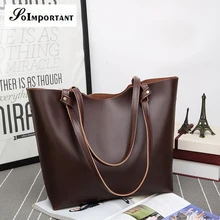 Grandes Grandes de Las Mujeres Bolso Nuevo 2017 Mujeres Calientes de Cuero de Asas Casual Bolso de hombro de Las Mujeres Bolsas Compuesto Para 2 Sets Mujer Sencilla Embrague bolsa