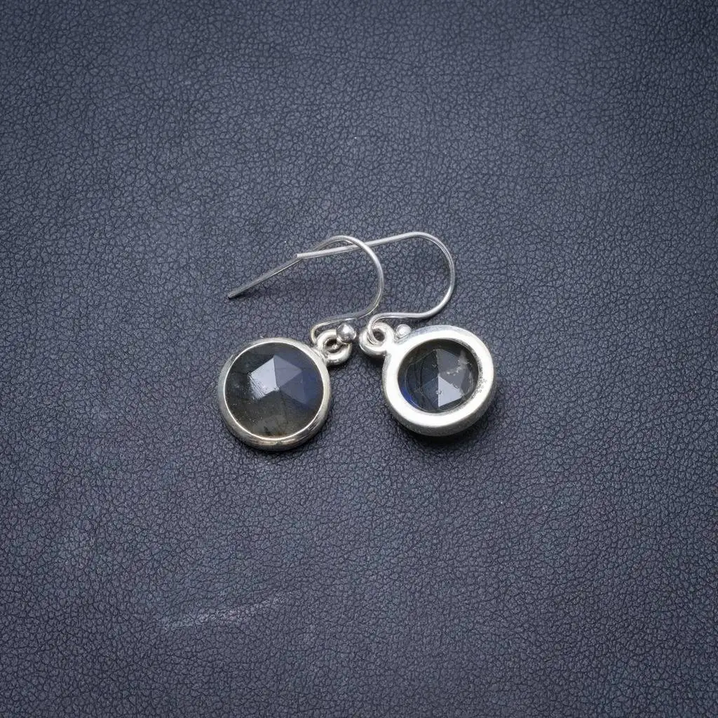 

Natural Blue Fire Labradorite Handmade Unique 925 Sterling Silver Earrings 1" Y3118