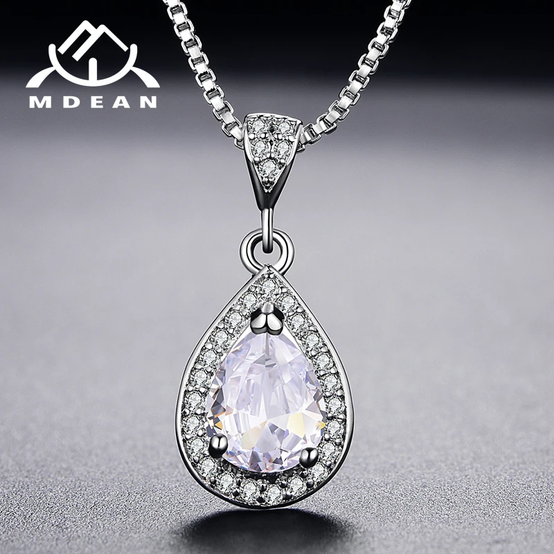 

MDEAN Vintage Wedding Chain White Gold Color AAA Zircon Jewelry For Women Necklace Pendant New Arrived Necklace MSN003