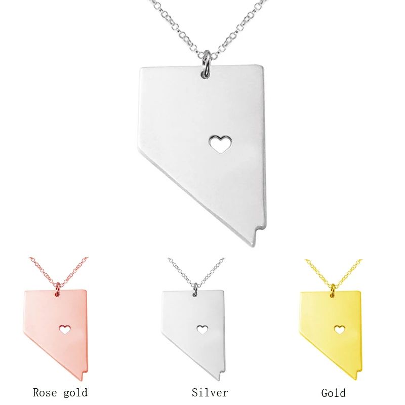 I Love NJ Necklace - Stainless Steel Heart Pendant With New Jersey Map - Cool State Pride Jewelry Gift
