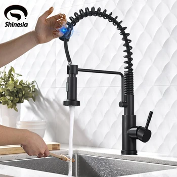 

Matte Black Pull Out Sensor Kitchen Faucet Sensitive Smart Touch Control Faucet Mixer For Kitchen Touch Sensor Kitchen Mixer Tap