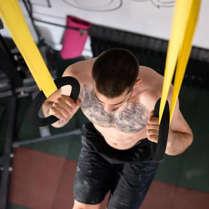 Фитнес гимнастические кольца Crossfit Крытый полиэстер ABS кольца для подтягиваний Ups мышечные тренировки для женщин мужчин Новогодние декоративные шарики тренажерный зал