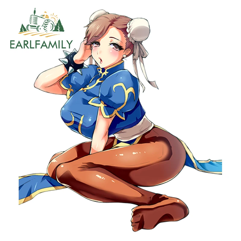 

EARLFAMILY 13cm x 11.9cm Car Stickers Anime Street Fighter Pretty Sexy Lady Chun-Li Vinyl Rear Windshield Decal Car Styling