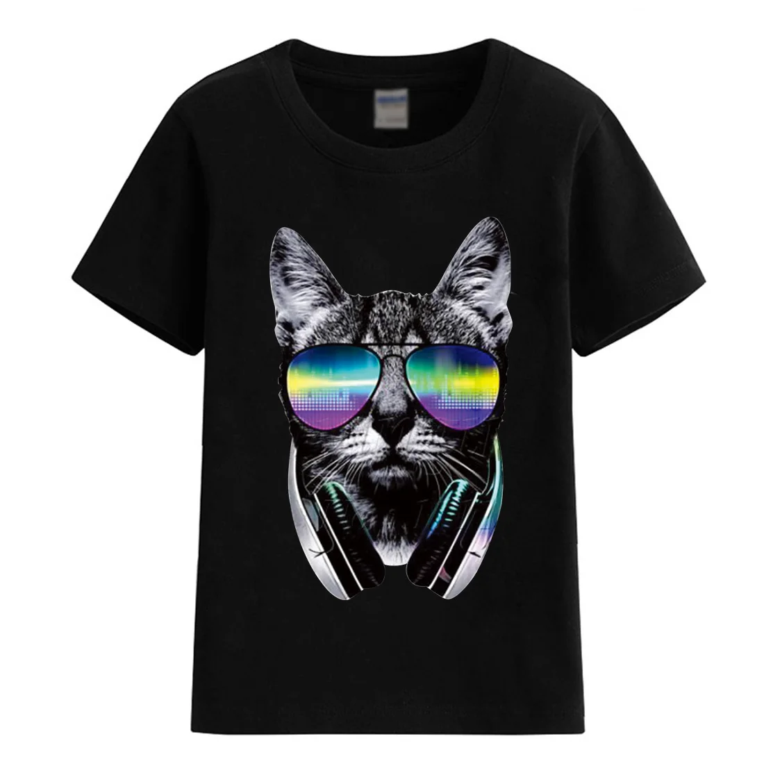 T-shirt for children 2018 summer short sleeve 100% cotton high quality T-shirts for girls boys CAT DJ funny tshirt top tee shirt цена T-shirt for children 2018 summer short sleeve 100% cotton high quality T-shirts for girls boys CAT DJ funny tshirt top tee shirt цены онлайн