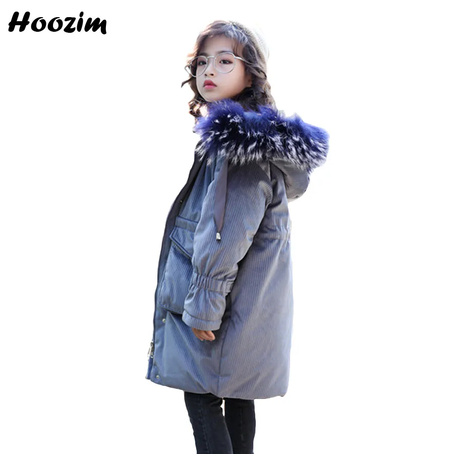 

Winter Faux Fur Cap Parka Children European Long Jacket For Girls 10 11 12 Year Cool Kids Outerwear Pink Corduroy Coat For Girls