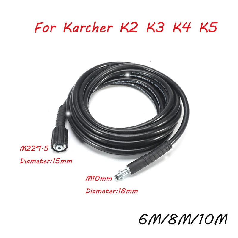 6M High Pressure Car Washer Water Cleaning Hose For Lavor M22 Thread Fitting