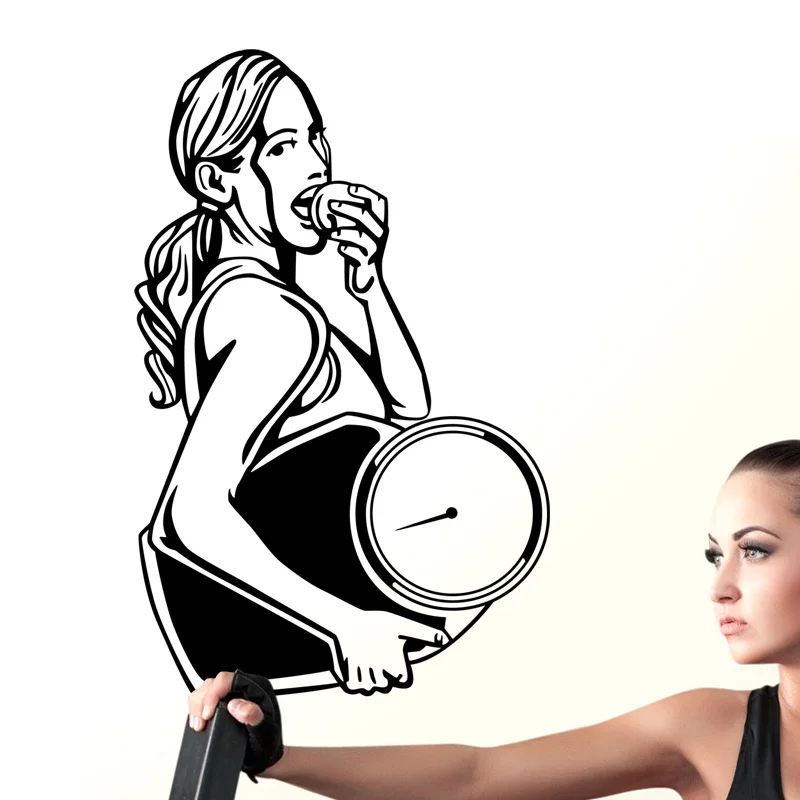 Weight less Gym Sticker Fitness Scales Girl Decal Posters Vinyl Wall Decals Pegatina Quadro Parede Decor Mural Gym Sticker
