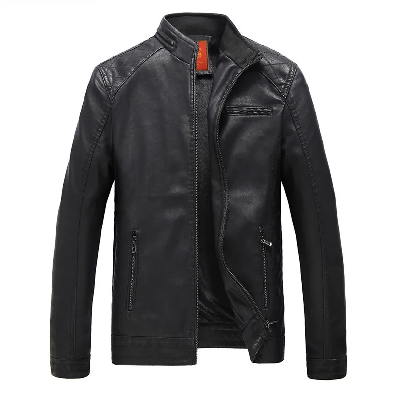 

2018 hot fashion men's leather jacket motorcycle clothing leather jacket coat windproof Free Shipping