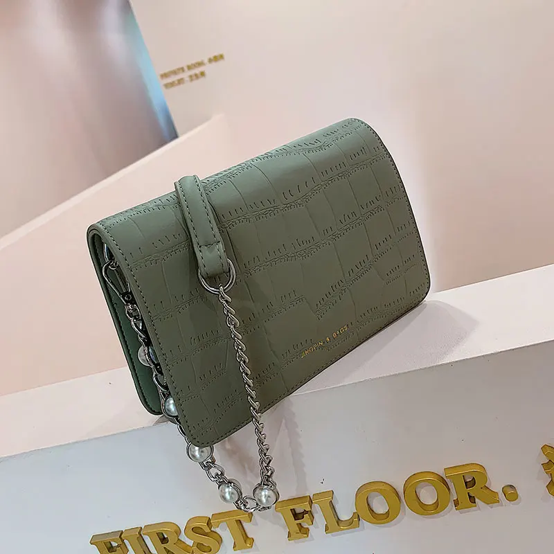 

small bag female 2019 new han edition brim chain small party bags fashionable joker stone lines inclined shoulder bag