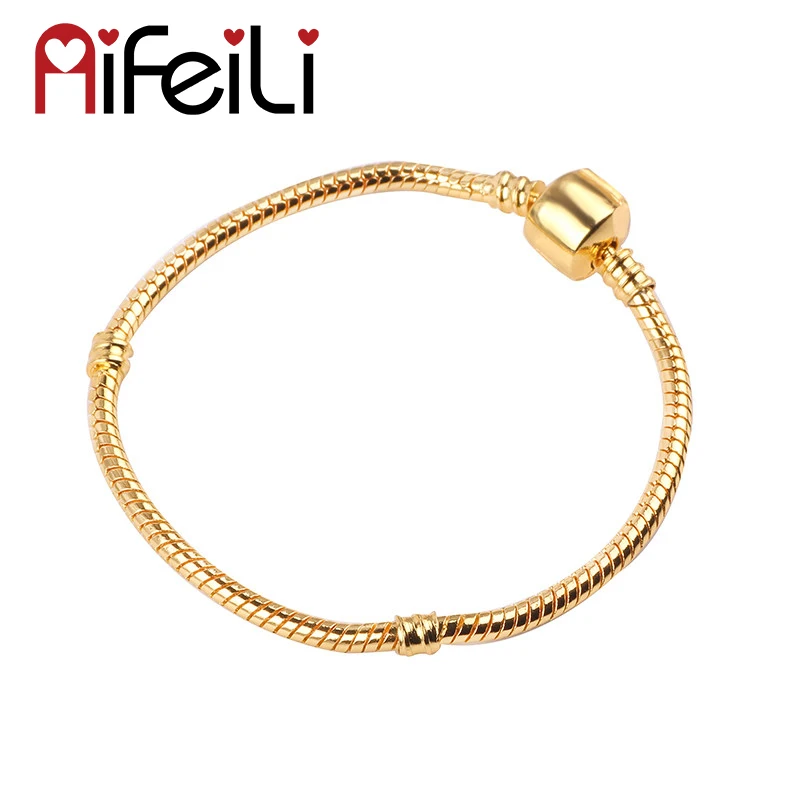 AIFEILI, горячая Распродажа, 15-21 см, золотой цвет и серебро, цепочка в виде змеи, шарм, бисер, сделай сам, подходит для женщин, браслет, ювелирное изделие, подарок
