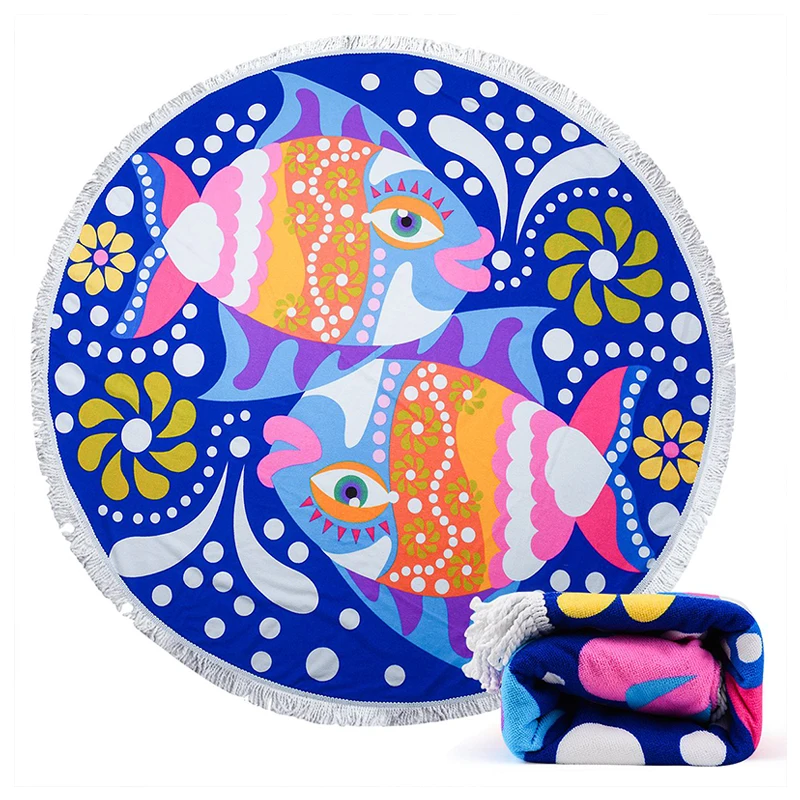 

Round Beach Towel Indian Mandala Tapestry Soft Beach Blanket Multi-Purpose Travel Pool Sunscreen Shawl Wrap with Tassels