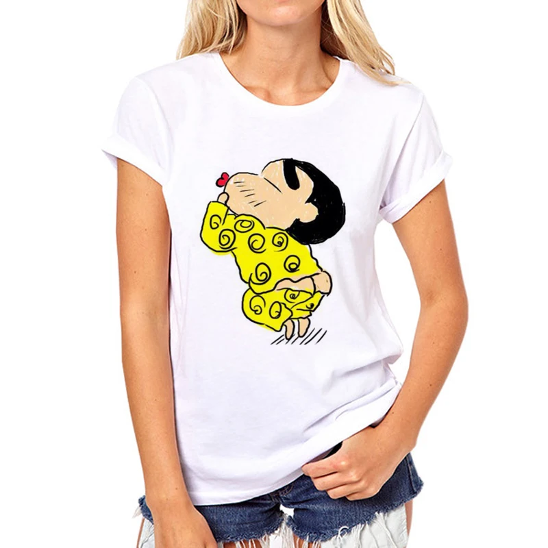 New Funny printing T-shirt Women Cute Crayon Shin Chan Cartoon Girl Short Sleeve Summer Fashion Clothing Funny tops tees - Цвет: picture-8