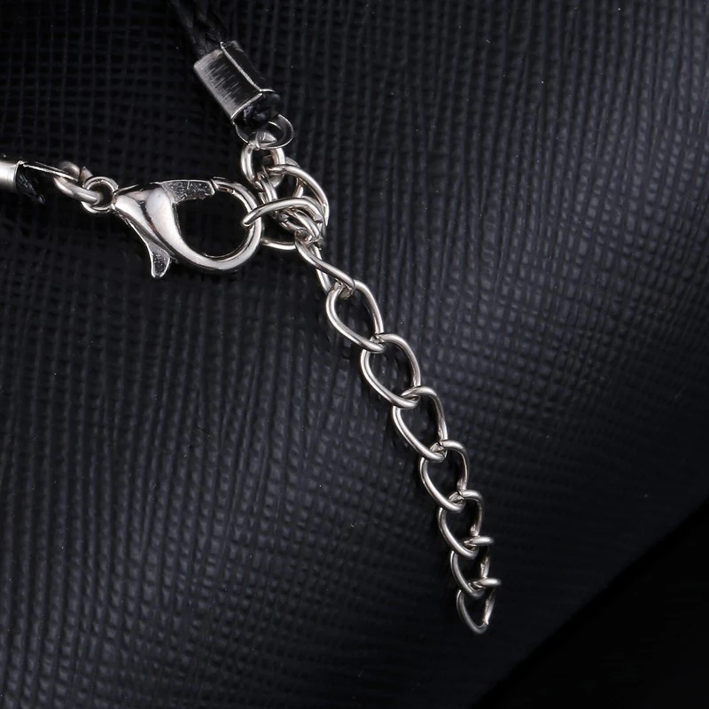 TDQUEEN Men Necklace Silver Plated Metal Black Leather Cord Pirate Pendant Rock Punk Men Skull Necklaces (1)