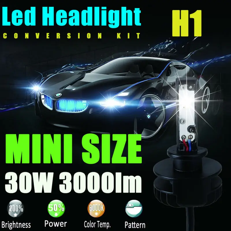New 2x H1 12V 24V 30W 3000Lm font b Led b font Headlight font b Bulb