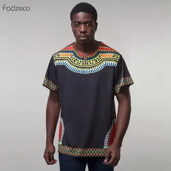 

Fadzeco African Man Clothing Short Sleeve Bazin Riche Homme T-Shirt Dashiki Print Tribal Round Neck Brand Casual Male Plus Size