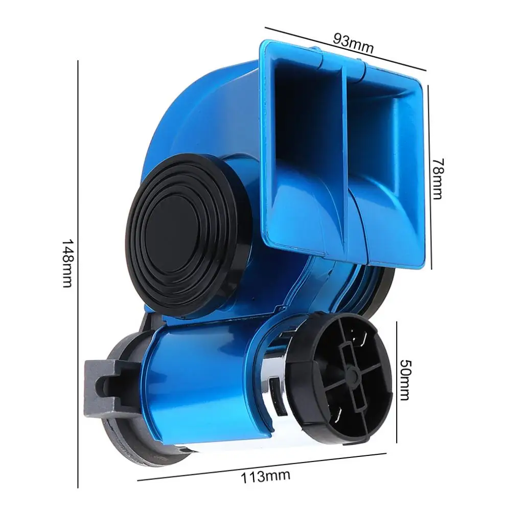 12 В 139dB автомобильный лаковый синий Улитка Компактный Двойной квадратный динамик Воздушный Рог для автомобиля мотоцикла яхты SUV лодки