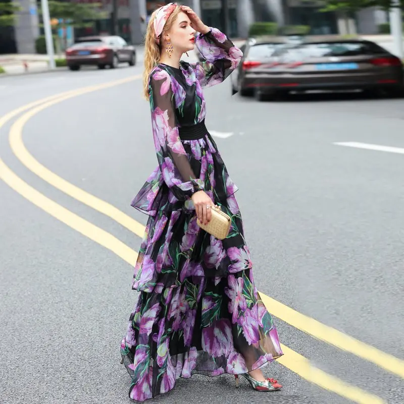 floral layered maxi dress