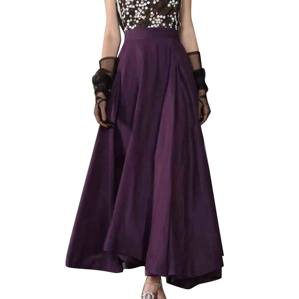 Осенняя Женская Однотонная юбка с завышенной талией, удобная эластичная лента, дизайн Faldas Largas Mujer Saia Longa