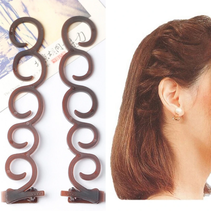 

2Pcs/set Fashion Women Magic Hair Twist Centipede Styling Braid Clip Stick Bun Maker DIY Tool Hair Accessories Girls