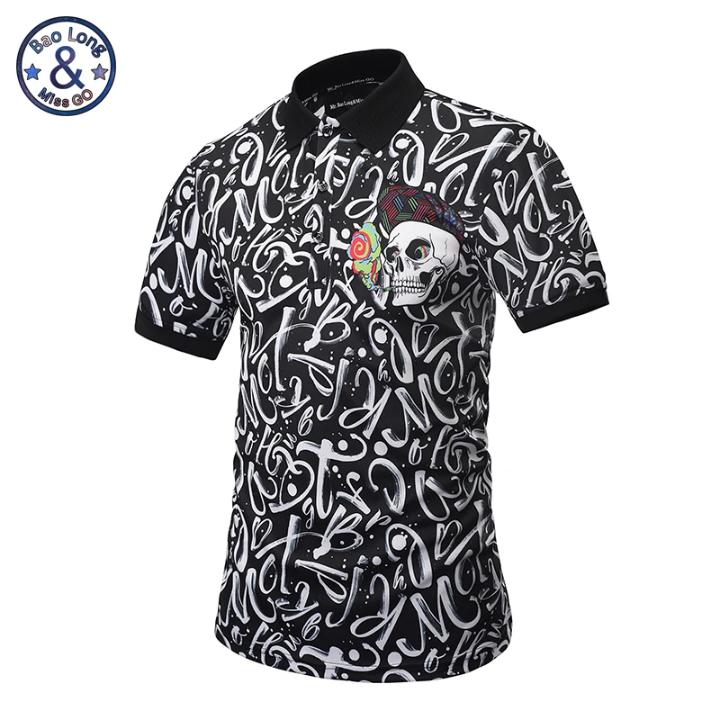 

Brand Clothing New Men Polo Shirt Fashion 3D Print Male Polo Shirt Short Sleeve Print Skull Slim Fit Polo Hombre Plus Size M-3XL
