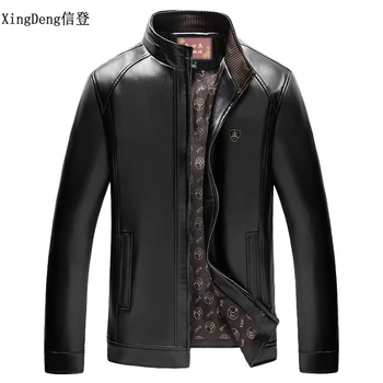 

XingDeng PU Leather fashion Jackets Men Loose Casual top overcoats Business Winter Male 80s costumes clothes plus 4XL