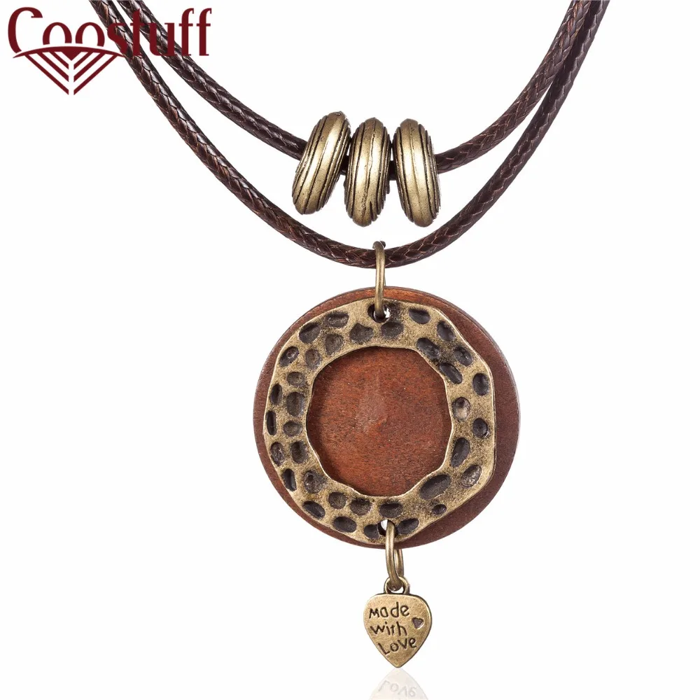 

2019 New Coming statement necklaces & pendants wooden circle love heart pendant Long necklace women collares mujer colar choker