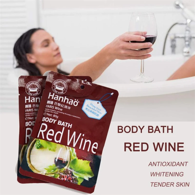 

80g Organic Bath Red Wine Milk Body Bath Natural Bubble Bath Beautifying Softening Whitening Skin bath bomb
