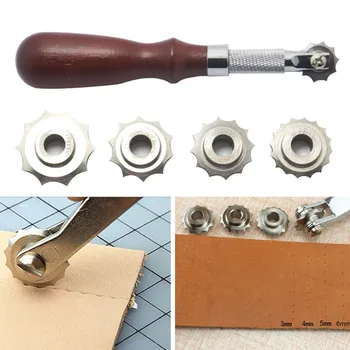 

3/4/5/6mm DIY Leather Craft Over Stitch Line Marking Wheel Gear Roulette Spacing Tool Leathercraft Spacing Sewing Tools