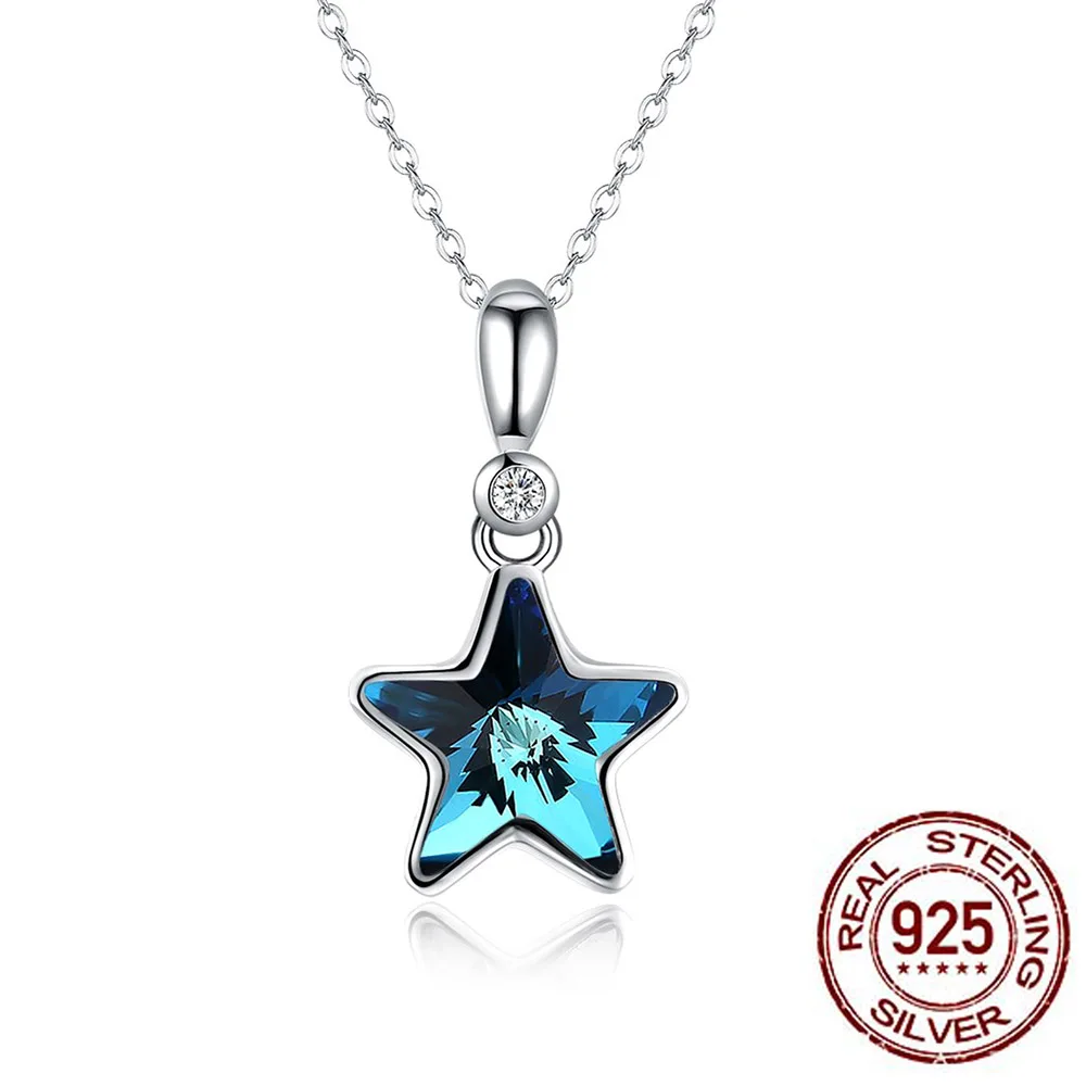 

Genuine LEKANI Crystals From Swarovski Rosary Star 925 Sterling Silver Necklace Pendant for Women Dropship