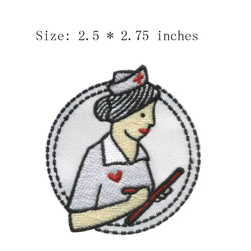Nurse in working embroidery patch 25 wide doctorpatientred heart