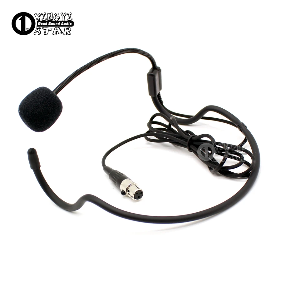 Mini XLR 3 Pin TA3F Connector Headworn Mic Earhook Condenser Headset