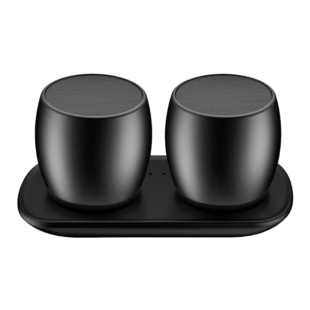 

TWS pair bluetooth speakers 4.2 EDR wireless true stereo MIC Hand-free WITH charging base NEW product Aluminum Alloy