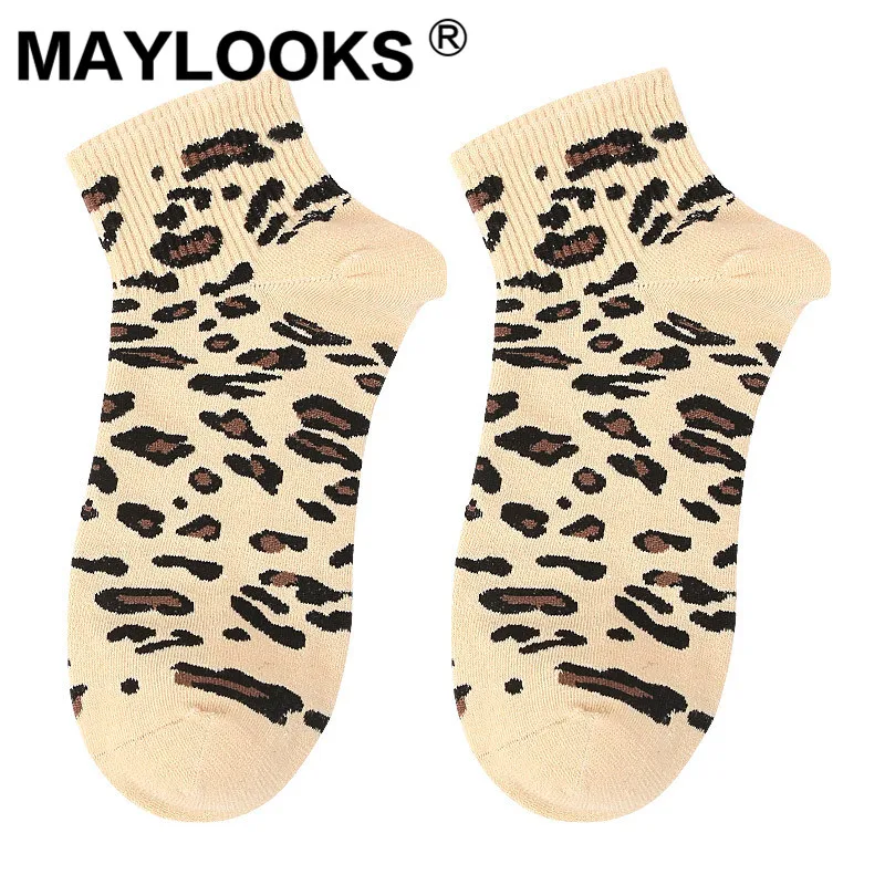 Maylooks Новый леопардовый принт женские хлопковые модные носки следки невидимки