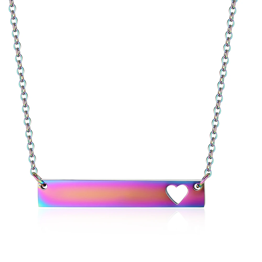 Модное ожерелье с подвеской в форме сердца, Радужное розовое золото, 4 цвета, колье из нержавеющей стали, ювелирные изделия, подарки - Окраска металла: Rainbow