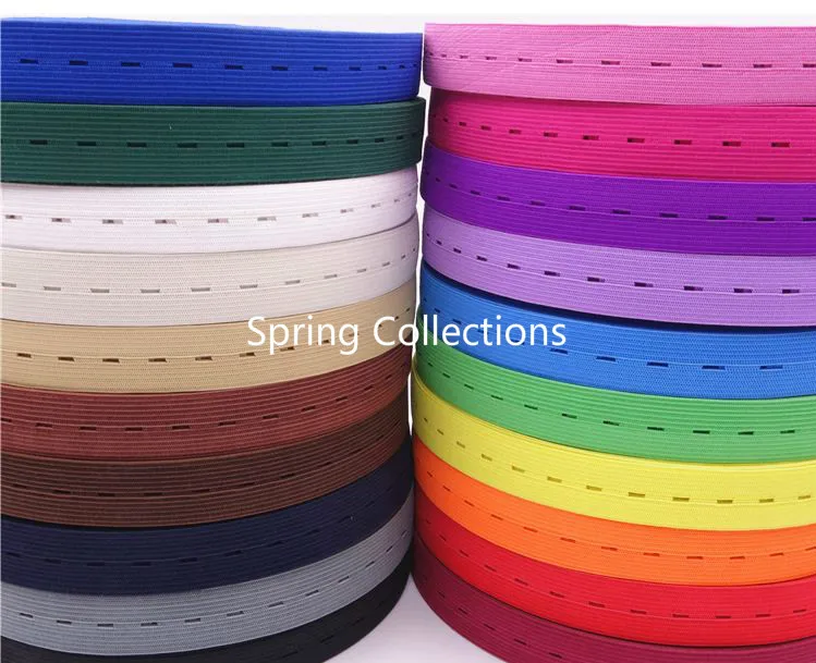 

10meters Width 18mm Adjustable buttonhole elastic band webbing ribbon for Clothes Tape Cord Garment Rope Accessories with button