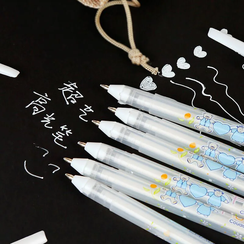 

Diy 0.8MM White Ink Glitter Pen Marker Pen Wedding Pen Gift For Kids Writing Photo Album Office Supplies Markers Cute Stationery