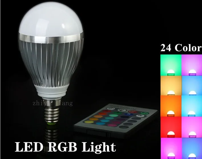RGB E14 10W LED Bulb Lamp with Remote Control AC85 265V 24Color High